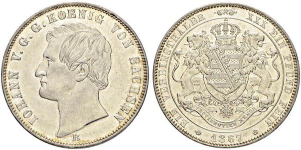 1 Thaler 萨克森王国 (1806 - 1918) 銀 约翰一世 (萨克森)
