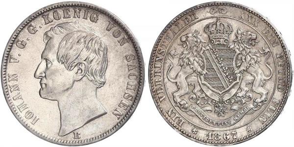 1 Thaler 萨克森王国 (1806 - 1918) 銀 约翰一世 (萨克森)