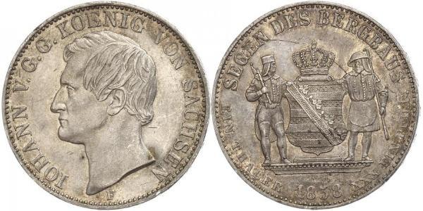 1 Thaler 萨克森王国 (1806 - 1918) 銀 约翰一世 (萨克森)