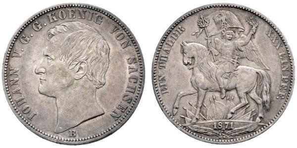 1 Thaler 萨克森王国 (1806 - 1918) 銀 约翰一世 (萨克森)
