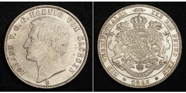 1 Thaler 萨克森王国 (1806 - 1918) 銀 约翰一世 (萨克森)
