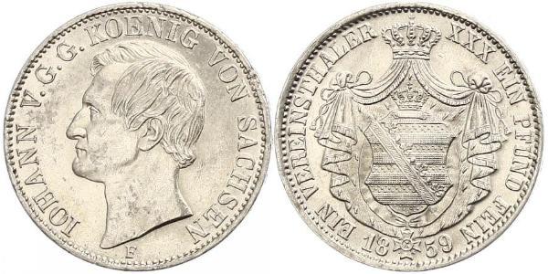 1 Thaler 萨克森王国 (1806 - 1918) 銀 约翰一世 (萨克森)