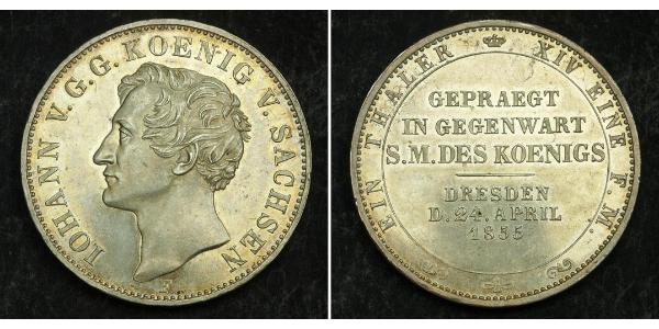 1 Thaler 萨克森王国 (1806 - 1918) 銀 约翰一世 (萨克森)