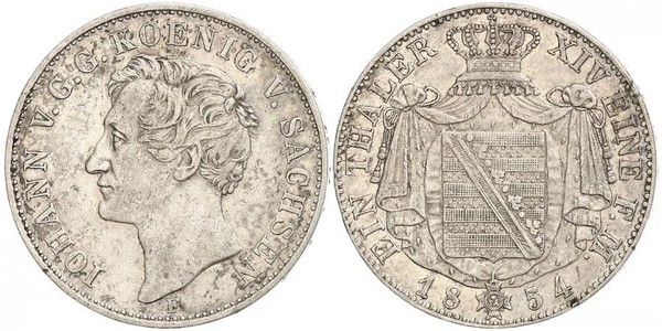 1 Thaler 萨克森王国 (1806 - 1918) 銀 约翰一世 (萨克森)