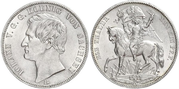 1 Thaler 萨克森王国 (1806 - 1918) 銀 约翰一世 (萨克森)