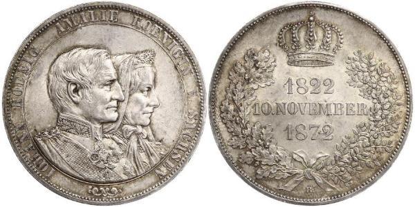 1 Thaler 萨克森王国 (1806 - 1918) 銀 约翰一世 (萨克森)