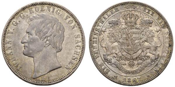 1 Thaler 萨克森王国 (1806 - 1918) 銀 约翰一世 (萨克森)