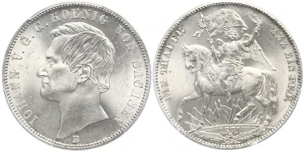 1 Thaler 萨克森王国 (1806 - 1918) 銀 约翰一世 (萨克森)