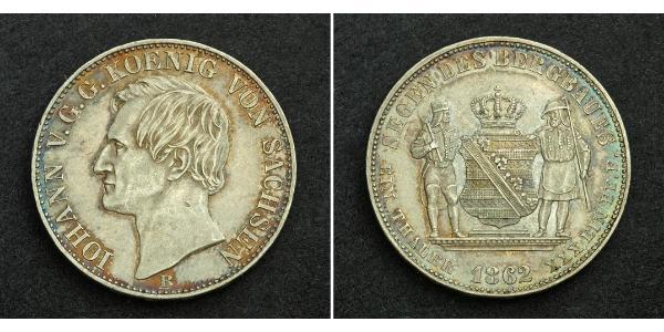 1 Thaler 萨克森王国 (1806 - 1918) 銀 约翰一世 (萨克森)
