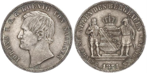 1 Thaler 萨克森王国 (1806 - 1918) 銀 约翰一世 (萨克森)