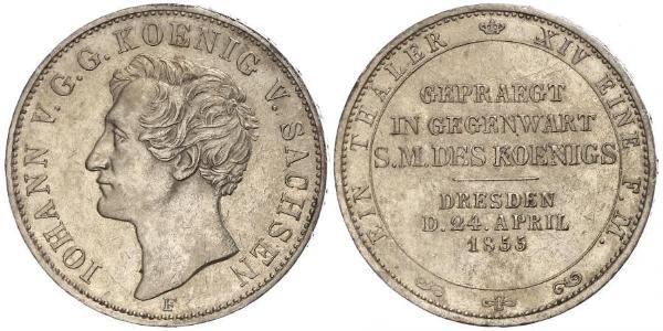 1 Thaler 萨克森王国 (1806 - 1918) 銀 约翰一世 (萨克森)