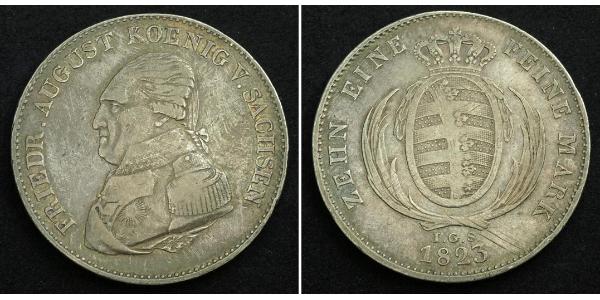 1 Thaler 萨克森王国 (1806 - 1918) 銀 弗里德里希·奥古斯特一世 (萨克森国王)