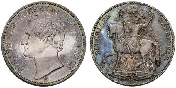1 Thaler 萨克森王国 (1806 - 1918) 銀 约翰一世 (萨克森)