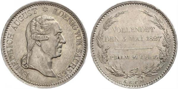 1 Thaler 萨克森王国 (1806 - 1918) 銀 弗里德里希·奥古斯特一世 (萨克森国王)