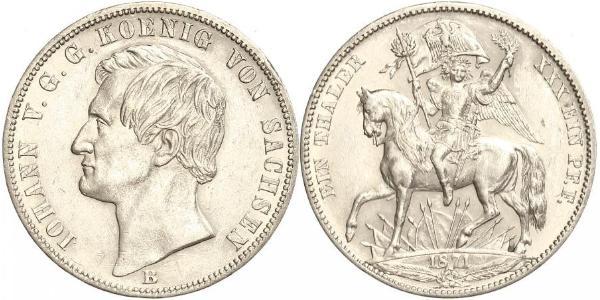 1 Thaler 萨克森王国 (1806 - 1918) 銀 约翰一世 (萨克森)