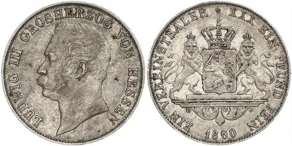 1 Thaler 黑森-达姆施塔特 (1806 - 1918) 銀 路德维希三世 (黑森大公)