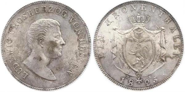 1 Thaler 黑森-达姆施塔特 (1806 - 1918) 銀 路德维希一世 (黑森大公)