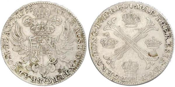 1 Thaler / 1 Krone Paesi Bassi austriaci (1713-1795) Argento Maria Theresa of Austria (1717 - 1780)