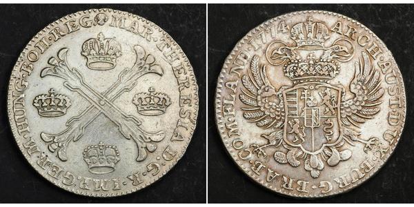 1 Thaler / 1 Krone Países Bajos Austríacos (1713-1795) Plata Maria Theresa of Austria (1717 - 1780)