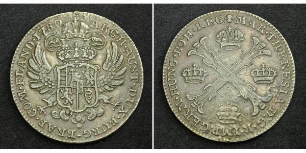 1 Thaler / 1 Krone Países Bajos Austríacos (1713-1795) Plata Maria Theresa of Austria (1717 - 1780)