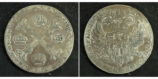 1 Thaler / 1 Krone Países Bajos Austríacos (1713-1795) Plata Maria Theresa of Austria (1717 - 1780)