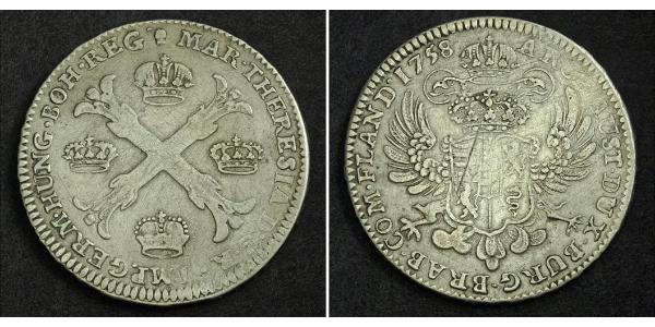 1 Thaler / 1 Krone Austrian Netherlands (1713-1795) 銀 玛丽亚·特蕾西亚 (1717 - 1780)