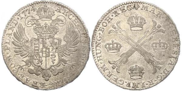 1 Thaler / 1 Krone Austrian Netherlands (1713-1795) 銀 玛丽亚·特蕾西亚 (1717 - 1780)