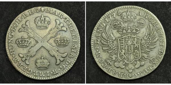 1 Thaler / 1 Krone Austrian Netherlands (1713-1795) 銀 玛丽亚·特蕾西亚 (1717 - 1780)