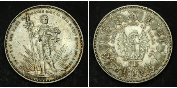 1 Thaler / 5 Franc Svizzera Argento 
