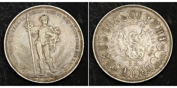 1 Thaler / 5 Franc Suiza Plata 