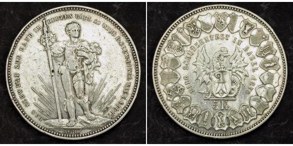 1 Thaler / 5 Franc Suiza Plata 