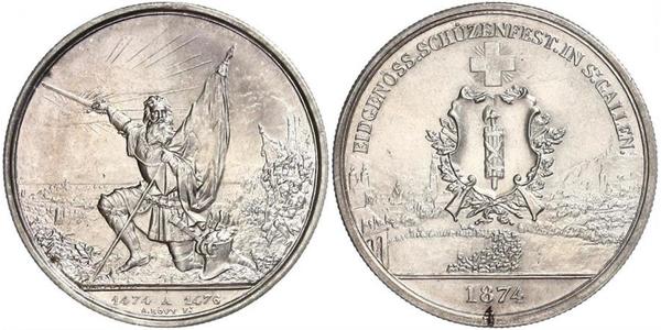 1 Thaler / 5 Franc Suiza Plata 