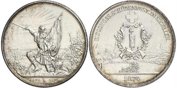 1 Thaler / 5 Franc Schweiz Silber 