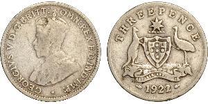 1 Threepence Ôstralie (1788 - 1939) Argent George V (1865-1936)