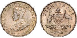 1 Threepence Ôstralie (1788 - 1939) Argent George V (1865-1936)