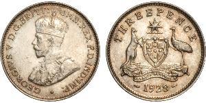 1 Threepence Ôstralie (1788 - 1939) Argent George V (1865-1936)