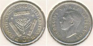 1 Threepence Sudafrica Argento Giorgio VI (1895-1952)