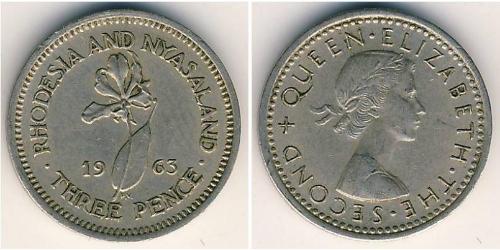 1 Threepence Rhodesien (1965 - 1979) Kupfer/Nickel Elizabeth II (1926-2022)