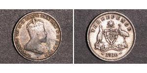 1 Threepence Australia (1788 - 1939) Plata Eduardo VII (1841-1910)