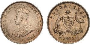 1 Threepence Australia (1788 - 1939) Plata Jorge V (1865-1936)
