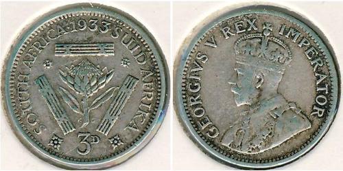 1 Threepence Sudáfrica Plata Jorge V (1865-1936)