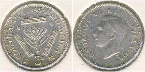 1 Threepence Südafrika Silber Georg VI (1895-1952)
