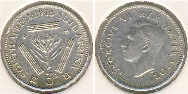 1 Threepence Südafrika Silber Georg VI (1895-1952)