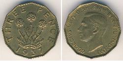 1 Threepence Великобритания  Латунь Георг VI (1895-1952)