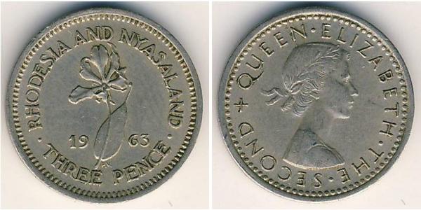 1 Threepence Родезия (1965 - 1979) Никель/Медь Елизавета II (1926-2022)