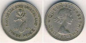 1 Threepence Родезія (1965 - 1979) Нікель/Мідь Єлизавета II (1926-2022)