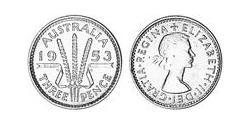 1 Threepence Австралия (1939 - ) Серебро Елизавета II (1926-2022)