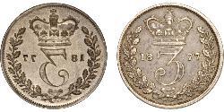 1 Threepence Соединённое королевство Великобритании и Ирландии (1801-1922) Серебро Виктория (1819 - 1901)