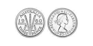 1 Threepence 澳大利亚 銀 伊丽莎白二世 (1926-2022)