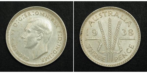 1 Threepence 澳大利亚 銀 乔治六世 (1895-1952)